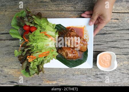 Schweineribs-Steak, Schweinesteak oder Schweinesteak Stockfoto