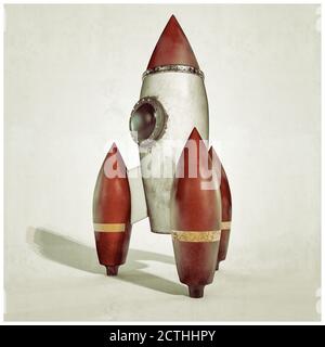 Rakete isoliert auf weißem Hintergrund 3d-Illustration Stockfoto