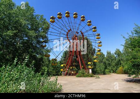 Attraktion Riesenrad in Geisterstadt Pripyat, Tschernobyl Ausschlusszone, nukleare Kernschmelzkatastrophe Stockfoto