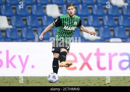 Reggio Emilia, Italien. September 2020. Georgios Kyriakopoulos von Sassuolowährend des Serie A-Spiels zwischen Sassuolo und Cagliari im Mapei Stadium, Reggio Emilia, Italien am 20. September 2020. Foto von Giuseppe Maffia. Kredit: UK Sports Pics Ltd/Alamy Live Nachrichten Stockfoto