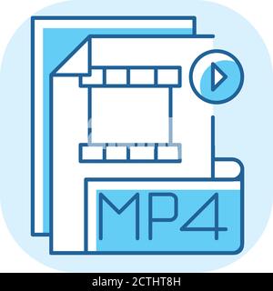 MP4-Datei blaues RGB-Farbsymbol Stock Vektor
