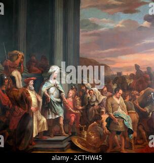 Cyrus der große. König Cyrus überreicht den aus dem Tempel von Jerusalem geplünderten Schatz, Gemälde von Ferdinand Bol (1616-1680), Öl auf Leinwand, 1655-1669 Stockfoto