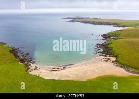 Blick auf Skaw Beach auf der Insel Unst auf Shetland, Schottland, Großbritannien Stockfoto