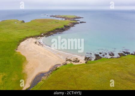 Blick auf Skaw Beach auf der Insel Unst auf Shetland, Schottland, Großbritannien Stockfoto