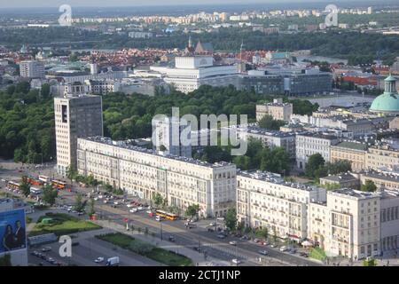 Warschau Blick auf die Stadt von der Spitze des Kulturpalastes, Polen Stockfoto