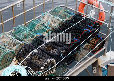 Hummertöpfe in Mallaig Highlands Schottland Stockfoto