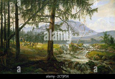 Dahl Johan Christian Clausen - Nordische Landschaft - Norwegische Schule - 19. Jahrhundert Stockfoto