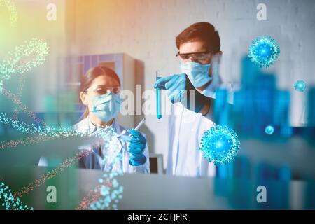 Medizinisches Labor. Konzept der Viren- und Bakterienforschung. Stockfoto
