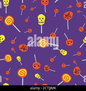 Trick or Treat Lollipops nahtlose Vektor-Muster Stock Vektor