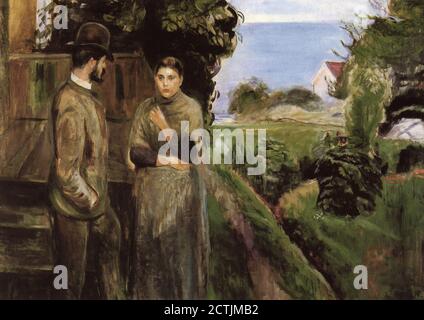 Munch Edvard - Abendgespräch - Norwegische Schule - 19 Jahrhundert Stockfoto