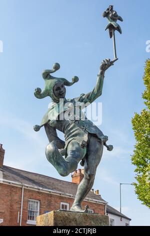 Touchstone, The Jester Statue, Henley Street, Stratford-upon-Avon, Warwickshire, England, Vereinigtes Königreich Stockfoto