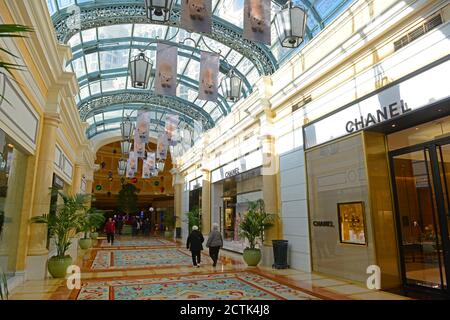 Einkaufszentrum im Bellagio Resort in Las Vegas, Nevada, USA. Das Hotel gehört MGM Resorts International. Bellagio ist ein Luxus-Resort und Casino Stockfoto