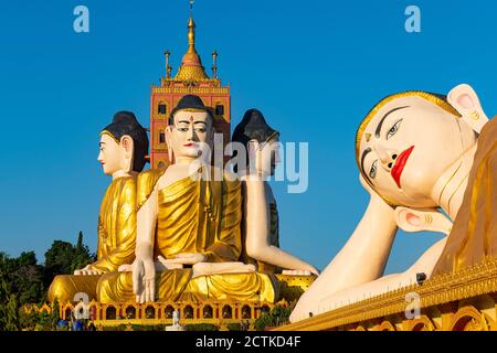 Myanmar, Mon Staat, Ko Yin Lay Pagode und riesige Statue des liegenden Buddha im Pupawadoy Kloster Stockfoto