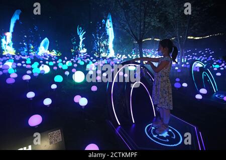 Das Beijing International Light Festival 2020 ist ein gemeinsam lebendes Licht im Freien Immersive Experience Ausstellung eröffnet am Donnerstag in Peking Yuyuantan Pa Stockfoto