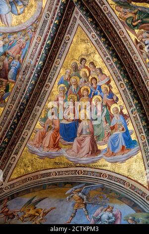 Orvieto, Region Umbrien, Italien. Fresko von Jesus und Aposteln im Dom von Orvieto (Kathedrale). Stockfoto