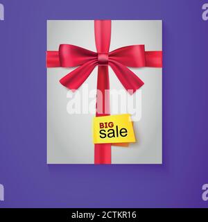 Box, rotes Band, Schleife und das Abzeichen Big Sale Stock Vektor