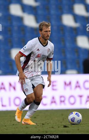 Ragnar Klavan (Cagliari) während des italienischen Spiels „Serie A“ zwischen Sassuolo 1-1 Cagliari im Mapei Stadium am 20. September 2020 in Reggio Emilia, Italien. Foto von Maurizio Borsari/AFLO Stockfoto