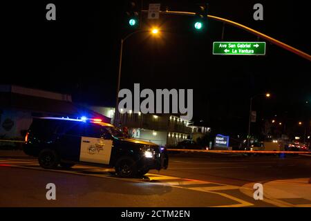 San Clemente, Kalifornien, USA. September 2020. Ein Schwarzer wurde am Mittwoch vor dem Hotel Maramar in San Clemente erschossen. Sgt. Dennis Breckner sagte, dass ein Kampf stattgefunden habe und der Mann griff nach der Waffe eines Abgeordneten, bevor er zweimal erschossen wurde. Eine Untersuchung wird durchgeführt. Quelle: Katrina Kochneva/ZUMA Wire/Alamy Live News Stockfoto