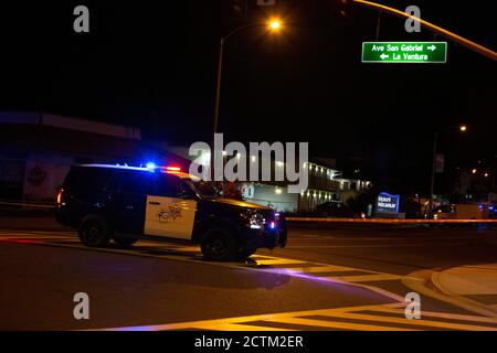 San Clemente, Kalifornien, USA. September 2020. Ein Schwarzer wurde am Mittwoch vor dem Hotel Maramar in San Clemente erschossen. Sgt. Dennis Breckner sagte, dass ein Kampf stattgefunden habe und der Mann griff nach der Waffe eines Abgeordneten, bevor er zweimal erschossen wurde. Eine Untersuchung wird durchgeführt. Quelle: Katrina Kochneva/ZUMA Wire/Alamy Live News Stockfoto