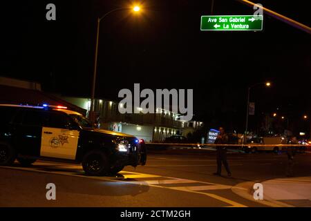 San Clemente, Kalifornien, USA. September 2020. Ein Schwarzer wurde am Mittwoch vor dem Hotel Maramar in San Clemente erschossen. Sgt. Dennis Breckner sagte, dass ein Kampf stattgefunden habe und der Mann griff nach der Waffe eines Abgeordneten, bevor er zweimal erschossen wurde. Eine Untersuchung wird durchgeführt. Quelle: Katrina Kochneva/ZUMA Wire/Alamy Live News Stockfoto