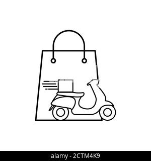 Symbol für die Motorrad-Lieferlinie, Vektordarstellung. Vektor der Designvorlage Stock Vektor