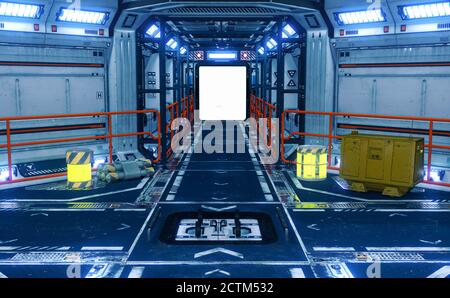 Raumschiff Innenraum, 3D-Illustration, 3D-Rendering Stockfoto