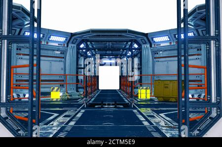 Raumschiff Innenraum, 3D-Illustration, 3D-Rendering Stockfoto