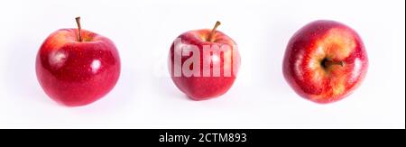 Set aus frischen Bio-Äpfeln. Isoliert auf weißem Hintergrund Äpfel. Saftig leckere Früchte. Stockfoto