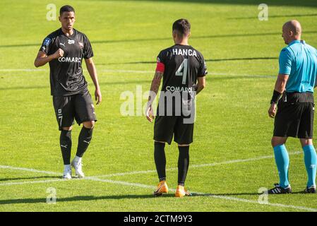 LUBIN, POLEN - 20. SEPTEMBER 2020: Spiel der polnischen Fußball-Topliga PKO Ekstraklasa zwischen KGHM Zaglebie Lubin gegen Cracovia 1:1. Rivaldinho Freude danach Stockfoto