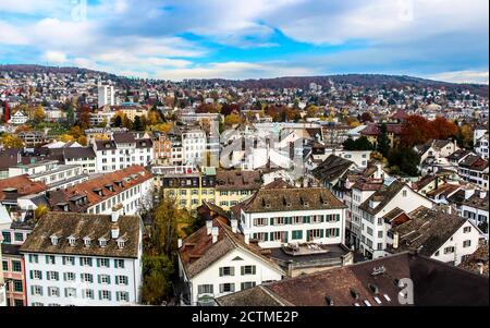 Luftaufnahme von Zürich, Schweiz. Stockfoto