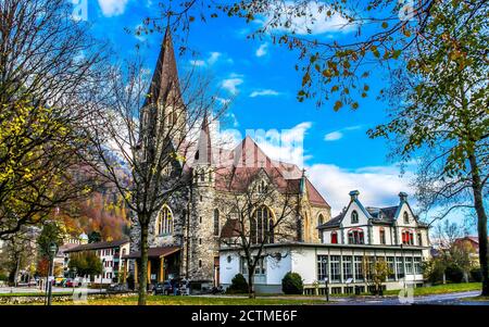 Katholische Kirche in Interlaken, Schweiz. Stockfoto