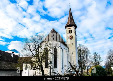 Schlosskirche. Die Schlosskirche von Interlaken, Schweiz. Stockfoto