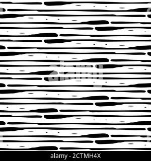 Horizontal aufgeschlüsselt Grunge Linien nahtlose Vektor Muster Hintergrund. Dichte parallele Streifen geometrisches Tribal-Design schwarz-weiß Hintergrund Stock Vektor