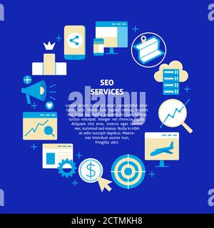 Runder Rahmen SEO Banner mit Platz für Text Stock Vektor