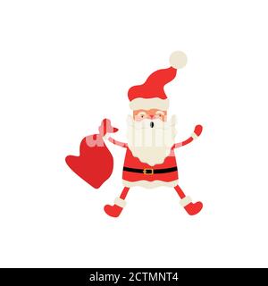 Santa Claus auf weißem Hintergrund. Vektor-Illustration für Retro-Weihnachtskarte. Stock Vektor