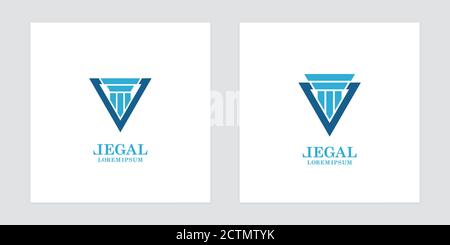 Spaltensymbole in Delta-Formen auf weißem Hintergrund. Logo-Design für Anwaltskanzleien und Museen. Stock Vektor