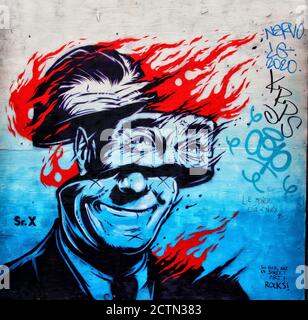 London, Großbritannien. September 2020. Markante Comic-Stil Wandbild in Hartland Road.EINE riesige Vielfalt an Street Art aller Art kann fast an jeder Ecke in einem der künstlerischen und kulturellen Brennpunkt von London Camden Town gefunden werden. Kredit: SOPA Images Limited/Alamy Live Nachrichten Stockfoto