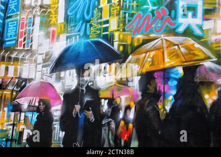 London, Großbritannien. September 2020. Detail eines großformatigen Wandbildes an der Ecke der Hartland Road.EINE große Vielfalt an Street Art aller Art findet man fast an jeder Ecke in einem der künstlerischen und kulturellen Brennereien Londons in Camden Town. Kredit: SOPA Images Limited/Alamy Live Nachrichten Stockfoto