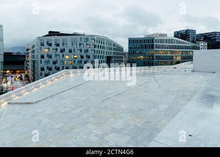 Moderne Luxus-Wohn- und Bürogebäude in Barcode Project Area Im Zentrum von Oslo Stockfoto