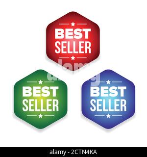 Bestseller buntes Labelset Stock Vektor