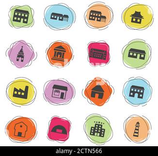 Gebäude Icons set Stock Vektor