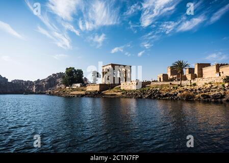 Ägypten Nil Com Ombo Tempel Tempel von Com Ombo Tempel auf dem Nil Com Ombo Tempel von Horus und Sobek Götter, Götter von Ägypten Stockfoto