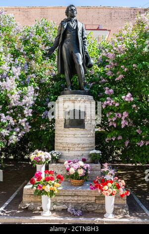 Sankt Petersburg, Russland – 15. Juni 2017. Denkmal des russischen Dichters Alexander Puschkin in Sankt Petersburg Stockfoto