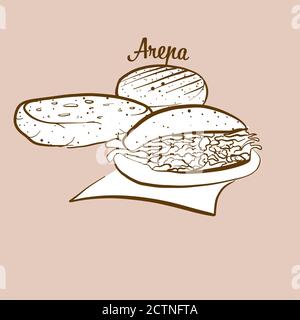 Handgezeichnete Arepa-Brot-Illustration. Maisbrot, meist in Südamerika bekannt. Vektorzeichnen Serie. Stock Vektor