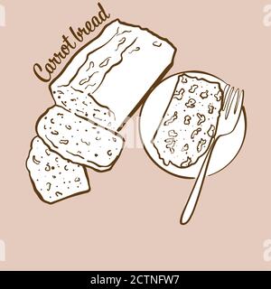 Handgezeichnetes Karottenbrot Brot Illustration. Gesäuert, gewöhnlich in Irland bekannt. Vektorzeichnen Serie. Stock Vektor