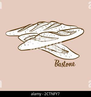 Handgezeichnete Bastone Brot Illustration. Hefebrot, in der Regel in Italien bekannt. Vektorzeichnen Serie. Stock Vektor