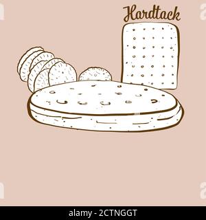 Handgezeichnete Hardtack-Brot-Illustration. Fladenbrot, meist in Europa, Amerika bekannt. Vektorzeichnen Serie. Stock Vektor