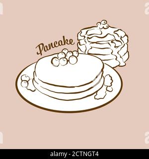 Handgezeichnetes Pfannkuchen-Brot-Illustration. Pfannkuchen, in der Regel in Griechenland bekannt. Vektorzeichnen Serie. Stock Vektor