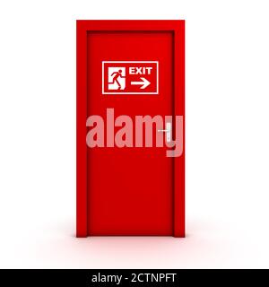 Ausgangstür isoliert auf weiß Stockfoto