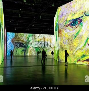 Menschen bei der Immersive Ausstellung Imagine Van Gogh in Quebec City, Kanada Stockfoto